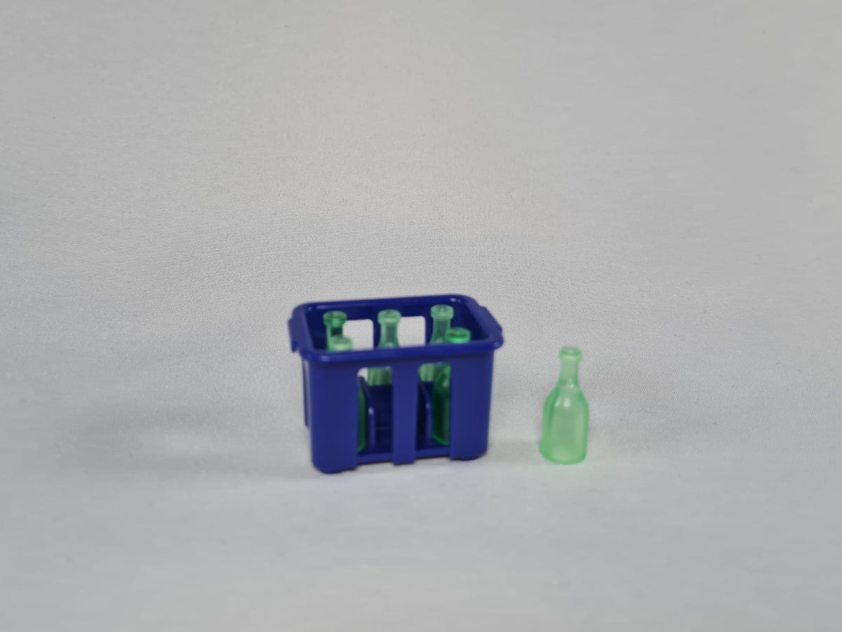 Playmobil blauer Kasten mit 6x grünen Flaschen - Ersatzteil - Küche - Camping - 0570