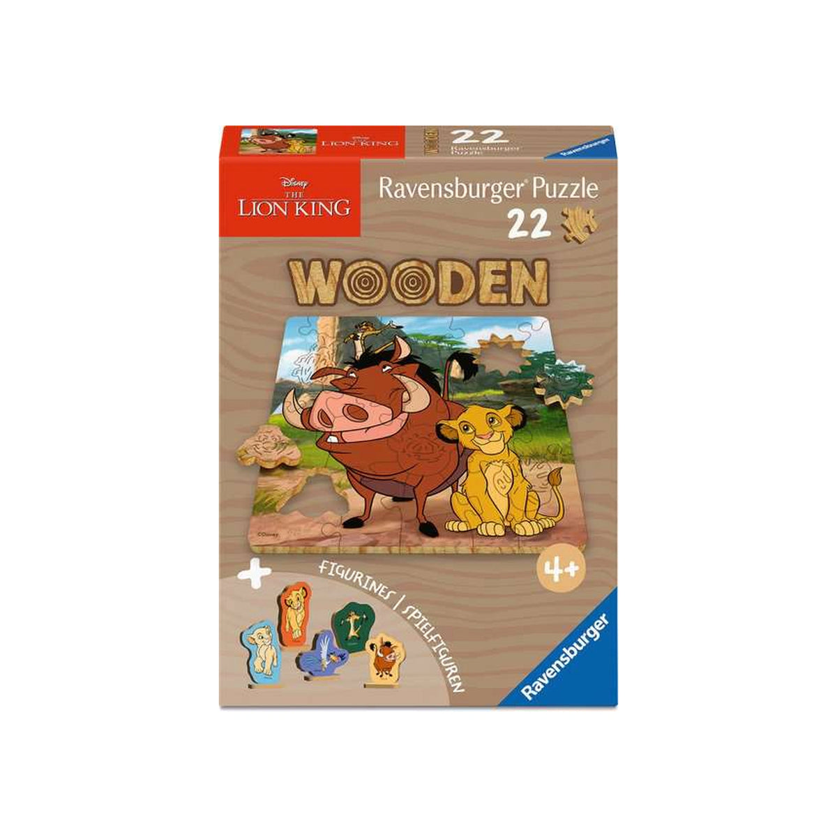 Ravensburger - Disney - König der Löwen: Simba's Königreich - Holzpuzzle- 22 Teile + Spielfiguren