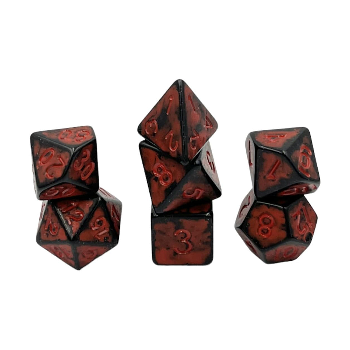 Dice4friends - Würfelset Antik Dark Knight: Red (7)