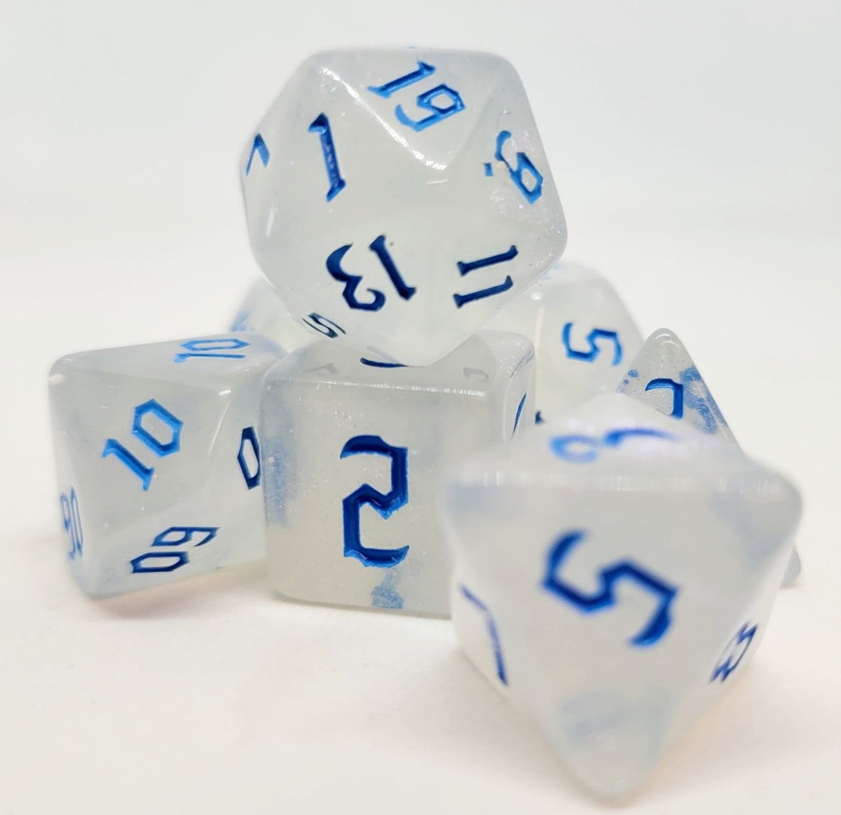 Dice4friends - Würfelset: Milky Shine: Blue (7)