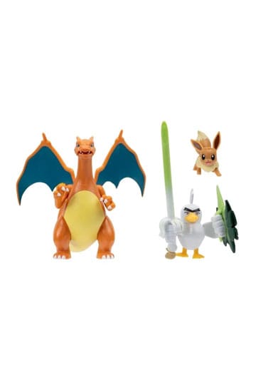 Pokemon - Figuren 3er - Pack Evoli, Lauchzelot, Glurak