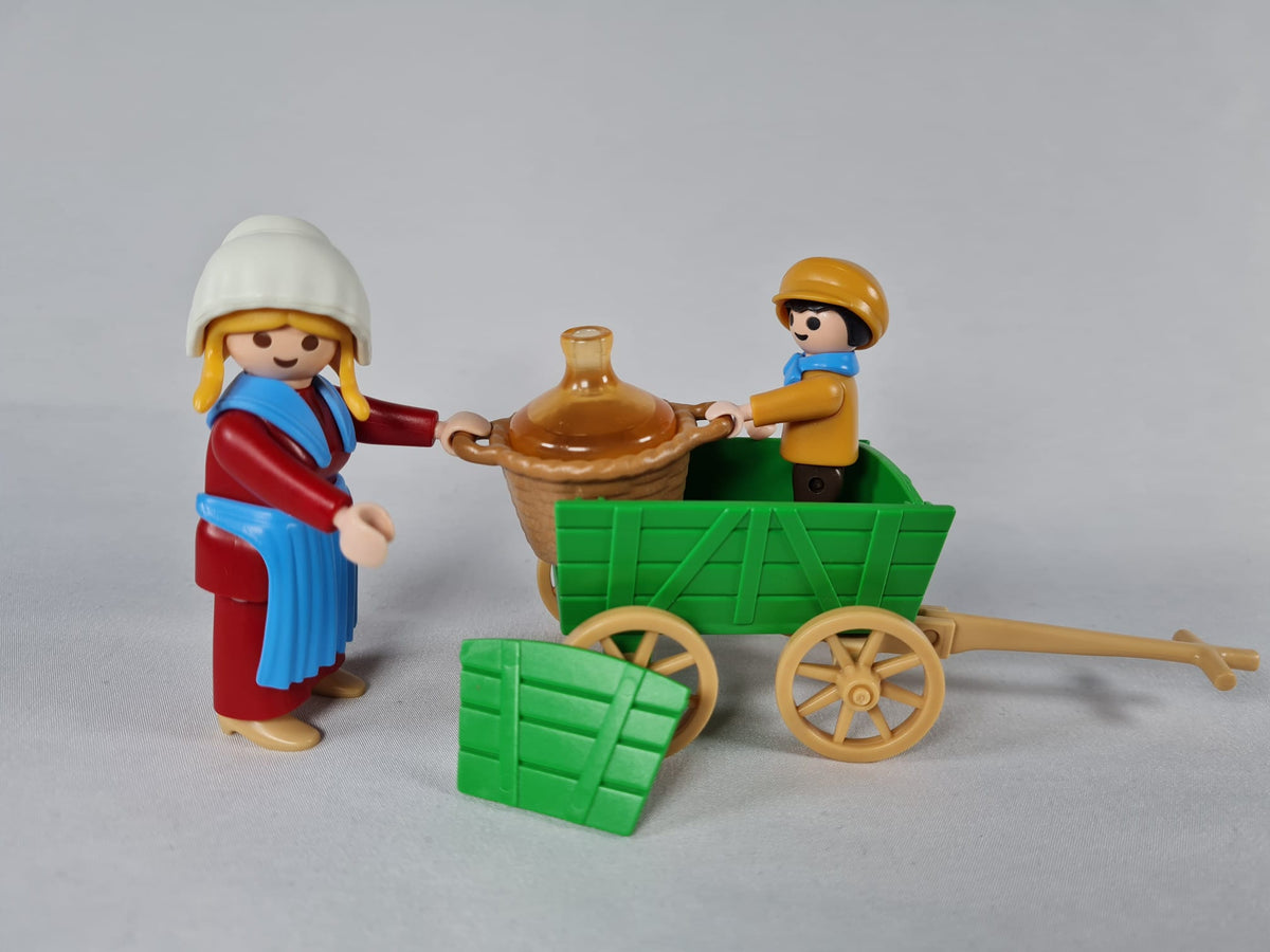Playmobil Bäuerin und Kind mit Ziehwagen - 5501
