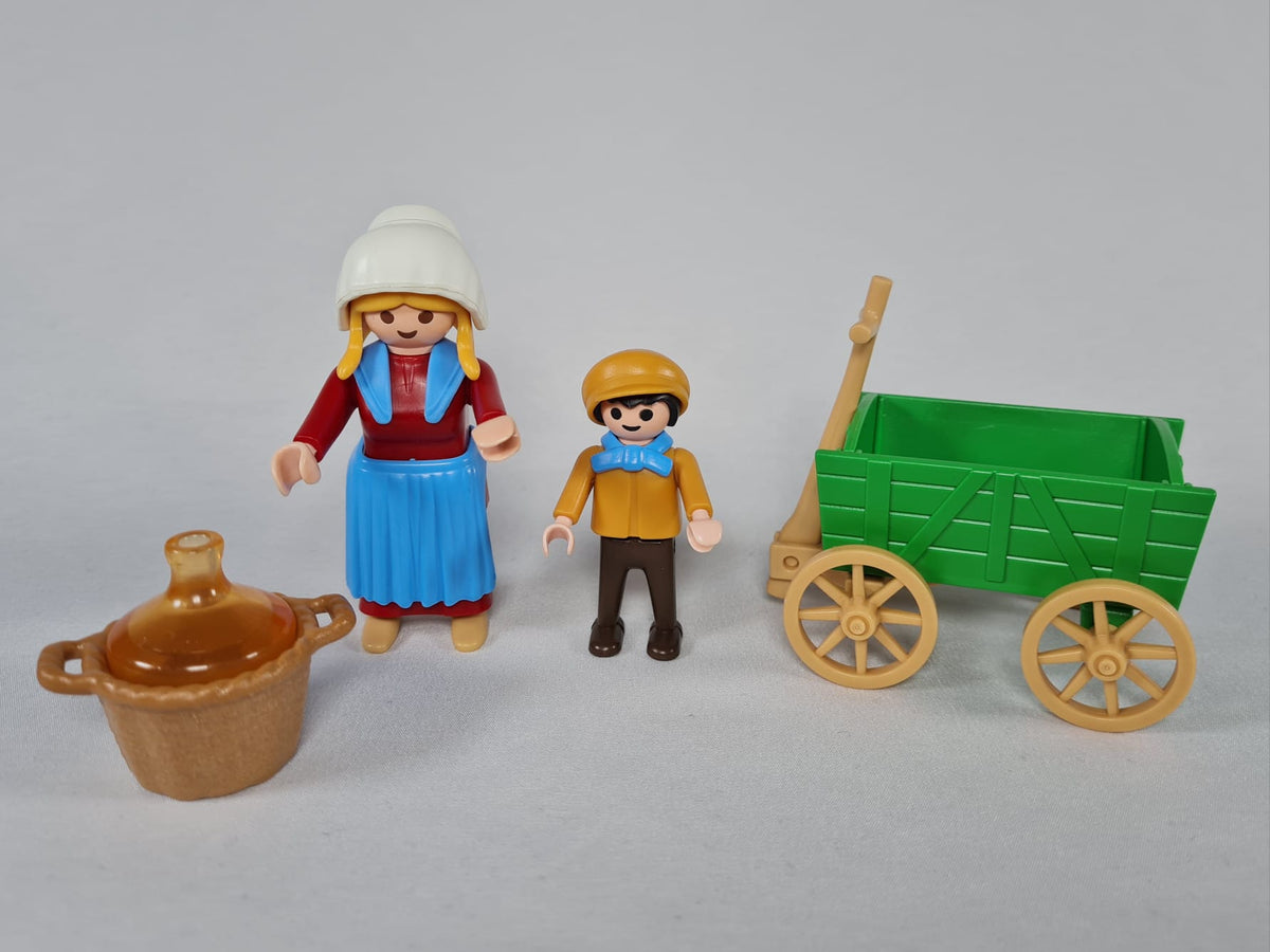 Playmobil Bäuerin und Kind mit Ziehwagen - 5501