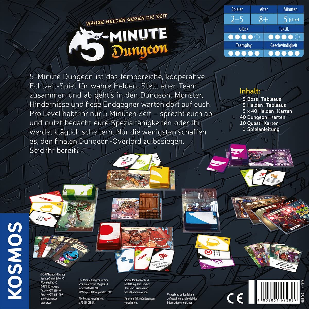 Kosmos - 5-Minute Dungeon – 5 Helden gegen die Zeit *Empfohlen Spiel des Jahres 2018*