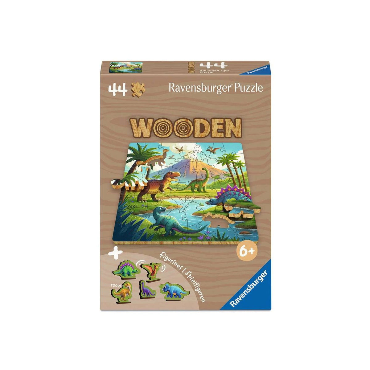 Ravensburger - Dinosaurier Welt - Holzpuzzle - 44 Teile + Spielfiguren
