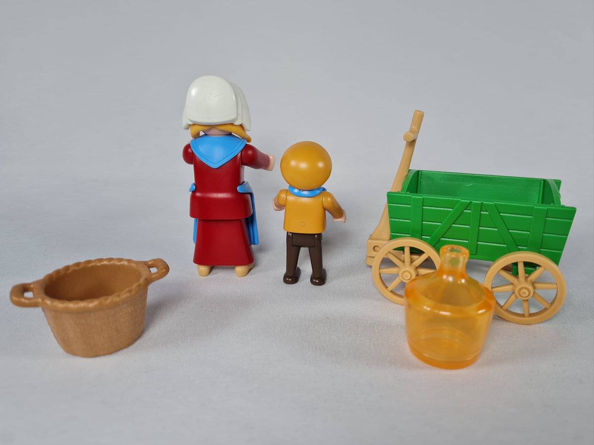 Playmobil Bäuerin und Kind mit Ziehwagen - 5501