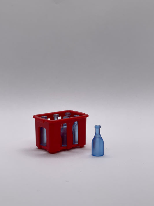 Playmobil roter Kasten mit 6x blauen Flaschen - B0274