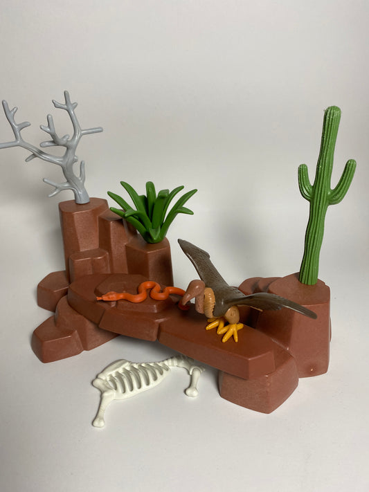 Playmobil Fels mit Kaktus und Strauch - Geier - Schlange - Western - Set