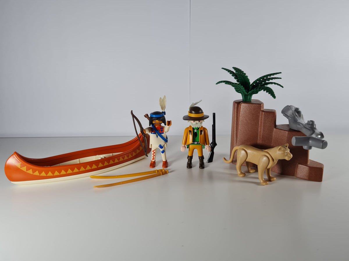 Playmobil Indianerkanu mit Indianer und Trapper 3875