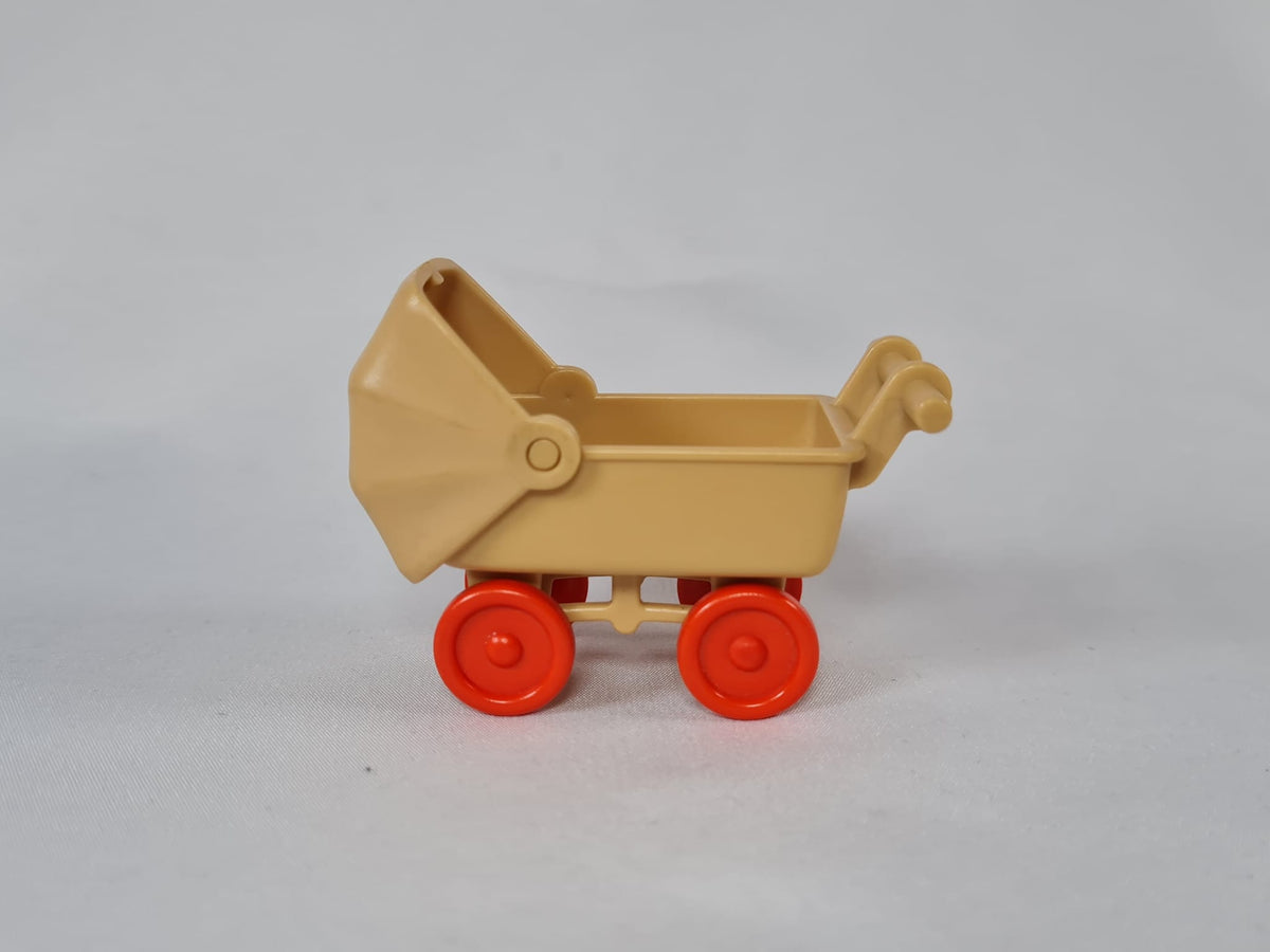 Playmobil Nostalgie Kinderwagen braun mit roten Reifen - 0576