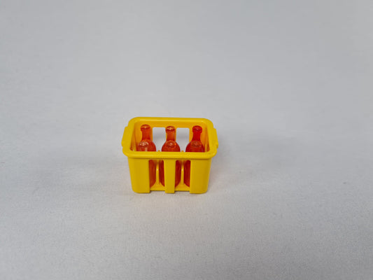 Playmobil gelber Kasten mit 6x roten Flaschen - Ersatzteil - Küche - Camping - 0455