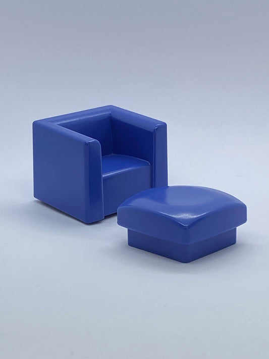 Playmobil blauer Sessel mit Hocker - Möbel - 9309