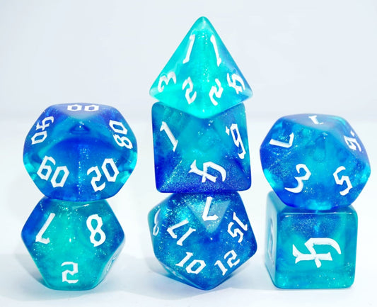Dice4friends - Würfelset Galaxy: Saphire (7)