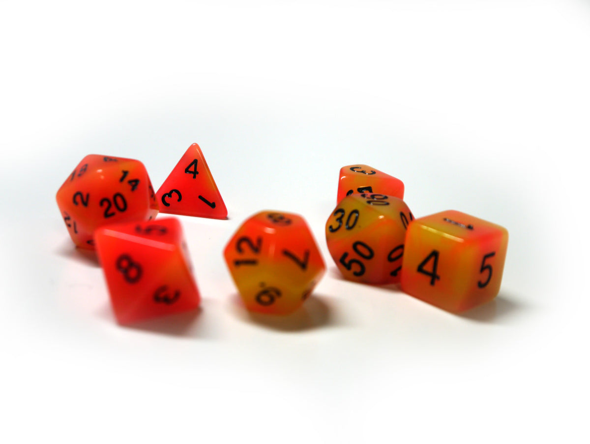 Dice4friends - Würfelset Glow-Swirl: Peach (7)