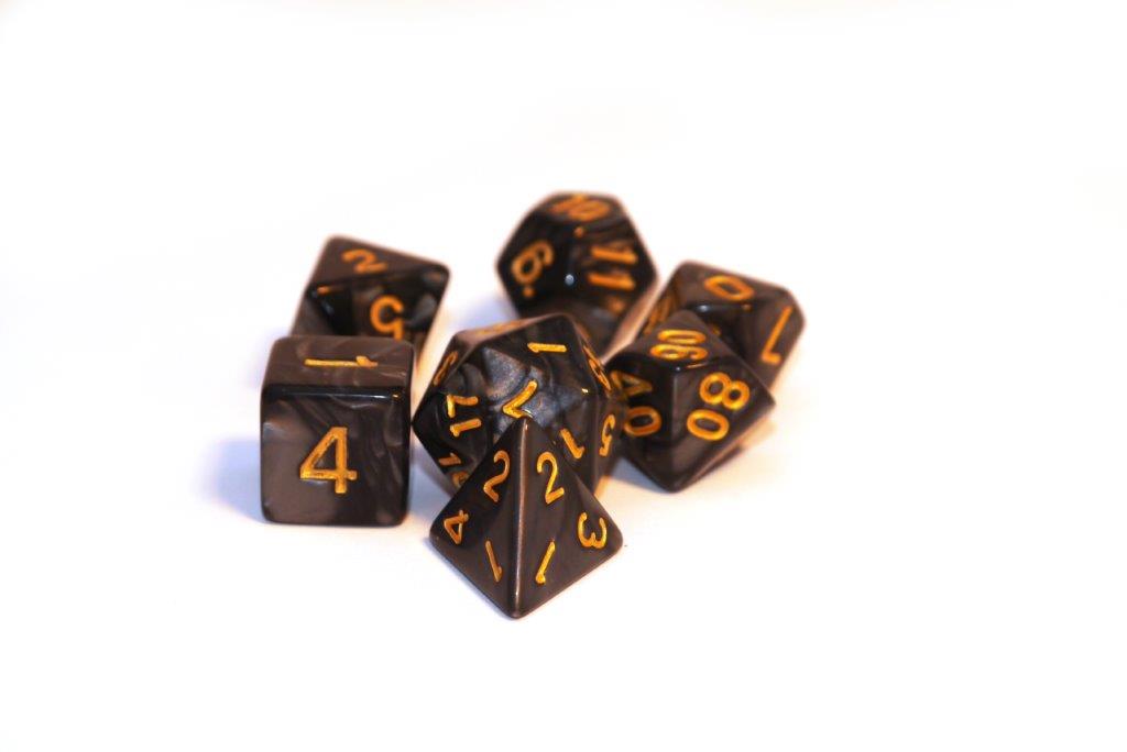 Dice4friends - Würfelset Pearl: Black/Gold (7)