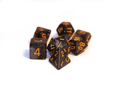 Dice4friends - Würfelset Pearl: Black/Gold (7)