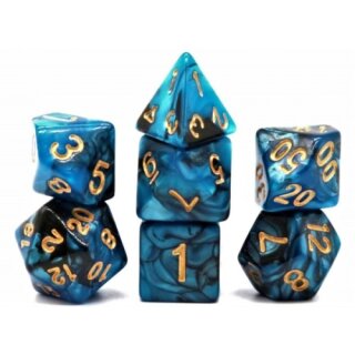 Dice4friends - Würfelset Racing: Blueberry/Black (7)
