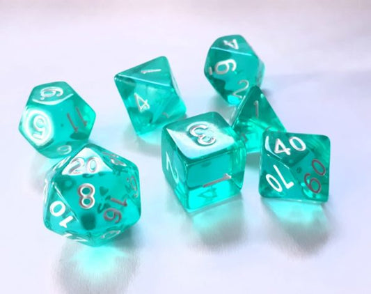Dice4friends - Würfelset Transparent: Ice mint (7)